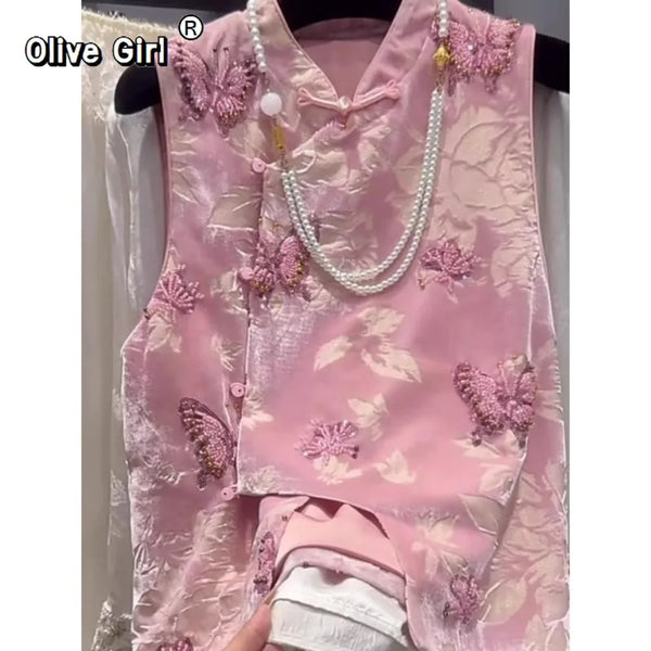 Olive Girl Pink Embroidered Hanfu Dress for Ren Faire 2026 Garden Wedding Fairycore Photoshoot Everyday Wear M-2XL XS-3XL Plus Size Hand Embroidered Dramatic Silhouette Romantic Garden Party Editorial Not Costume Chinese Heritage Fashion Women