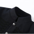 Women Woven Patchwork Napoleon Jacket Shoulder Pad Long Sleeve Hook Closure Street Blazer 2026 Spring Chic Casual Edgy Crop Coat