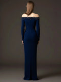 Fashion Women's formal Evening Long Maxi Dress Diamond Crystal Long Sleeve Slim Elegant Banquet Party Dresses 2025 New