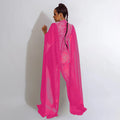 Shawl Sleeve Mesh Crystal Jumpsuit Women's Jumpsuit Luxury Transparent Sequins Party Jumpsuit Birthday Set Prom Dresses