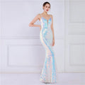 Women Spaghetti Strap Party Maxi Dress Sexy V Neck Evening Green Sequin Dress Elegant Long Prom Dress Vestido Longo