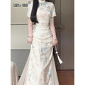 Olive Girl Red Embroidered Qipao for Garden Wedding 2026 Fairycore Photoshoot Everyday Wear S-XXL XS-3XL Plus Size Hand Embroidered Dramatic Silhouette Romantic Garden Party Editorial Not Costume Chinese Heritage Fashion Women