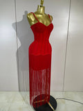 Elegant Prom  Evening Party Luxury Birthday Wedding Guest Dresses Women Sexy Shiny Crystals Tassel Bodycon Long Bandage Dress