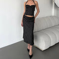 Summer Dress 2-Piece Set Women's Sexy Polka Dot Top Casual Maxi Skirts Sets Casual Party Vacation Y2k Female Dress Set