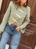 Vintage Buttons Women Jackets Stand Collar Long Sleeve Casual Slim Jacket for Daily Streetwear Autumn Fashion New