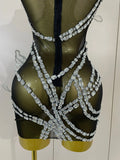 Sparkly Silver Diamonds 3D Butterfly Mesh See Through Mini Dress Women Eveing Party Birthday Bar Nightclub Sexy Stage Costumes