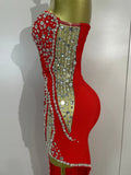 Sexy Strapless Shinning Rhinestones Bodycon Bandage Long Dress Women Fashion Celebrate Evening Party Vestido