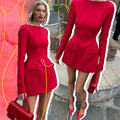 Bows Splice Long Sleeve Mini Dress Elegant Office Woman Solid Bodycon Club Party Dresses 2024 Autumn High Waist Fashion