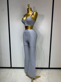 Women Sexy Bandage Crop Top Pant Set Evening Party Club Luxury Birthday High Street Fashion Elegant Luxury Birthday Outfit