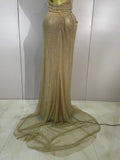 Luxury Shining Diamond Gold Mesh Backless Maxi Long Dress Women Elegant Photoshoot Evening Party Birthday Photoshoot Stage Wear