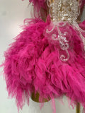 Women Sexy Strapless Mini Two Pieces Set Luxury Birthday Evening Party Dress Bar Nightclub Singer Dancer Stage Outfit