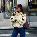 Chic Street Girls Cow Print Fur Coat Women 2026 Winter New Brand Fashion Warm Faux Fur Jacket Autumn Iconic Streetwear