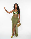 Sexy Cutout Crochet Beach Dress 2026 Summer Women One Shoulder Backless Knitted Sequined Fringe Tassel Midi Dress Clubwear