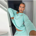 Solid Women Loose Pants Set Letter Print Off Shoulder Long Sleeve Sweatshirt Wide Leg Trousers Chic Casual Loungewear Suit 2026