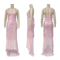 New Summer Sequins Patchwork Mesh Slim Long Dress Women Casual Vacation Dress Sexy Suspender V Neck Backless Evening Dress