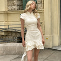Luxury Ruffled Dress Women's Elegant Pleated Patchwork Slim Vintage Dress Summer New Chic Women's Party Evening Dress