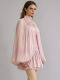 Women's Spring Summer Stand Collar Capelet Fitted Mini Dress Elegant Formal Party Wear 2026 Trendy Feminine Fashion Dress