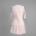 Female Vest Skirt Set Summer Commute Dating Elegant Vest Flower Bud Style Short Skirt Women Suit Solid Sleeveless New Set