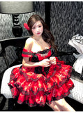 Olivegirl Sweet Lace Dress Lolita Red Cute Girl Spring High-end Women Summer Birthday Party Elegant Princess Lolita Dresses