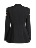 Luxury Diamond Slim Suit Blazer 2026 Autumn New Style Deep V Single Button Black Formal Jacket Coats