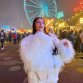 Fashion Tassels Faux Fur Coat Women Winter New Stylish Chic Fluffy Fur Jacket Girls Thick Furry Overcoat