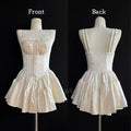 Medieval Retro Satin Mini Dress & Lace Shorts Coquette Floral Corset Camisole Rompers Date Party Summer Women Clothes