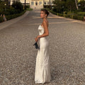 White Lace Hollow Out Halter Long Dress Women Sexy Sleeveless Off Shoulder Slim Maxi Dresses 2026 Lady Holiday Beach Vestidos