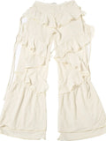 Street Hot Girl Style Pants for Women Low Waist Spliced ruffled Fashion Sheer Mesh Flared Trousers Female Autumn