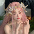 Fantasy Mermaid Princess Hair Crown Exotic Beautiful Liquid Flower Forehead Ornament Traditional Chinese Hanfu Hair Accessory