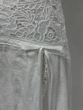 Beach Holiday Skirt Suit for Women Folds Tube Top High Waist Spliced Lace Long Skirt White Two Piece Set Female New