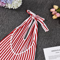 Stripe Print Playsuit Women Sleeveless Backless Halter Bandage Skinny Sexy Clubwear Activity Fitness Workout Romper