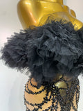 Women Sexy Strapless Backless Black Diamond Mini Dress Evening Party Birthday Costume Nightclub Singer Stage Performance Costume