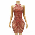 High-End Luxury Performance Clothes Nightclubs  Full Of Diamonds Neck Skirts Female Singers Models Catwalk Vestido De Luxo Festa