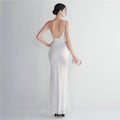 Women Strap Party Maxi Dress Sexy V Neck Evening Dress Celebrity Purple Sequin Dress Long Prom Formal Occasion  Dress