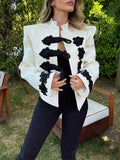 Elegant Button Women Jackets Stand Collar Long Sleeve Fitted Jacket for Date Gathering Commute Wear Fashion Autumn