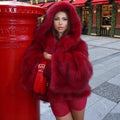 Women Fur Coat Women 2025 Plush Red Bomber Jacket Solid Crop Long Sleeve Jacket Warm Winter Coats Female Casual Coats