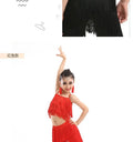 Olivegirl Kids Latin Dance Pantsuit Costumes Ballroom Fringe Tassel Dress Pants Girls Salsa Samba Children Stage Outfits Costume