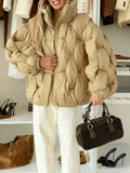 Women Casual Short Padded Puffer Coat Stand Collar Zipper Closure Elastic Cuff Quilted Loose Jacket 2026 Winter Street Outerwear