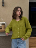 Women's Grey Wool Knitted Cardigan Elegant Button Large Size Sweater Knitwears Cardigans New Winter Fall Clothes Gray Red White