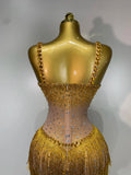 Women Luxury Prom Gowns Sparkly Rhinestones Tassel Mesh Maxi Long Luxury Birthday Celebrity Sexy Evening Club Party Dresses