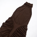 Halter Pleated Maxi Dress For Women Sleeveless Sexy Backless Dress High Street Evening Party Clothes Bodycon Fashion