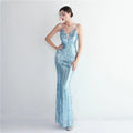 Women Strap Party Maxi Dress Sexy V Neck Evening Dress Celebrity Purple Sequin Dress Long Prom Formal Occasion  Dress