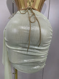 Luxury Shining Pearls Sexy Asymmetrical Skirt Two PCS Set  Women Evening Birthday Party Stage Dancer Performance Costume