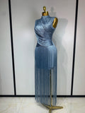 Women Sexy Sleeveless Tassel Bodycon Bandage Dresses Celebrity Elegant Evening Party Nightclub Luxury Birthday Cocktail Dress