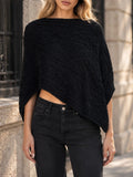 Casual Knit Women Shawls Round Neck Sleeveless Asymmetric Shawl for Vacation Street Outing Wear Fashion Summer New