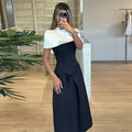 Colorblock Slimming Temperament Dresses for Women Round Neck Sleeveless Patchwork Zipper Tunic Dress Female Clothes