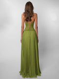 Elegant Women's Halter Long Dress Corset Maxi Pleated Dresses Summer Evening Party Bridesmaid Wedding Guest Gown
