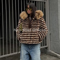 2026 Winter Hooded Striped Teddy Fur Coat Women Brand Street Fashion Girls Oversized Faux Lamb Fur Jacket Warm Overcoat