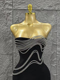 Women Sexy Strapless Shinning Sequins Bodycon Long Bandage Dress Celebrate Evening Party Cocktail Outfit Vestido