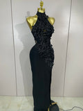 Sexy Hollow Out Sleeveless 3D Flower Red Bodycon Long Bandage Dress Women Evening Party Birthday Elegant Wedding Guest Clothing